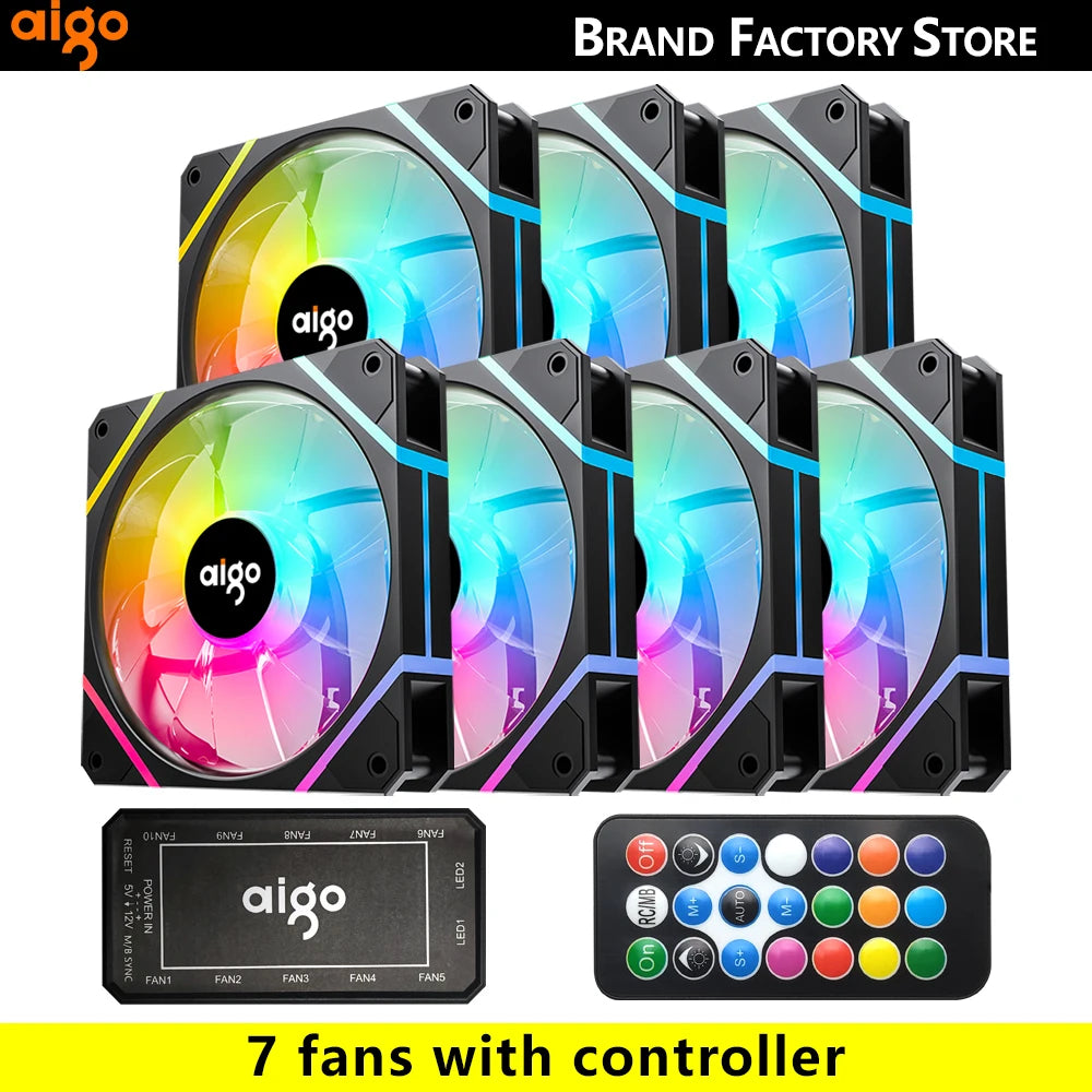AM12 Rgb Fan Ventoinha PC Controladora 120Mm Computer Case Fan Kit 6Pin Water Cooler CPU Cooling Fans Argb 12Cm Ventilador