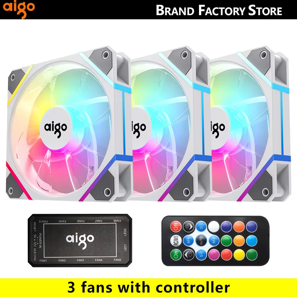 AM12 Rgb Fan Ventoinha PC Controladora 120Mm Computer Case Fan Kit 6Pin Water Cooler CPU Cooling Fans Argb 12Cm Ventilador