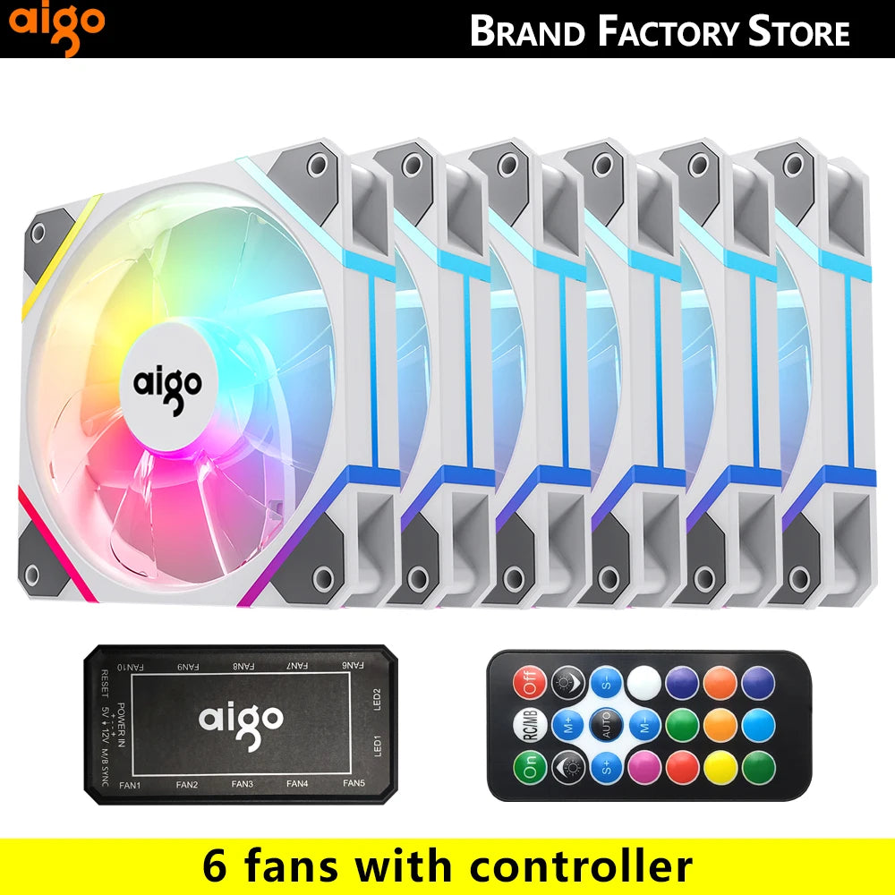 AM12 Rgb Fan Ventoinha PC Controladora 120Mm Computer Case Fan Kit 6Pin Water Cooler CPU Cooling Fans Argb 12Cm Ventilador